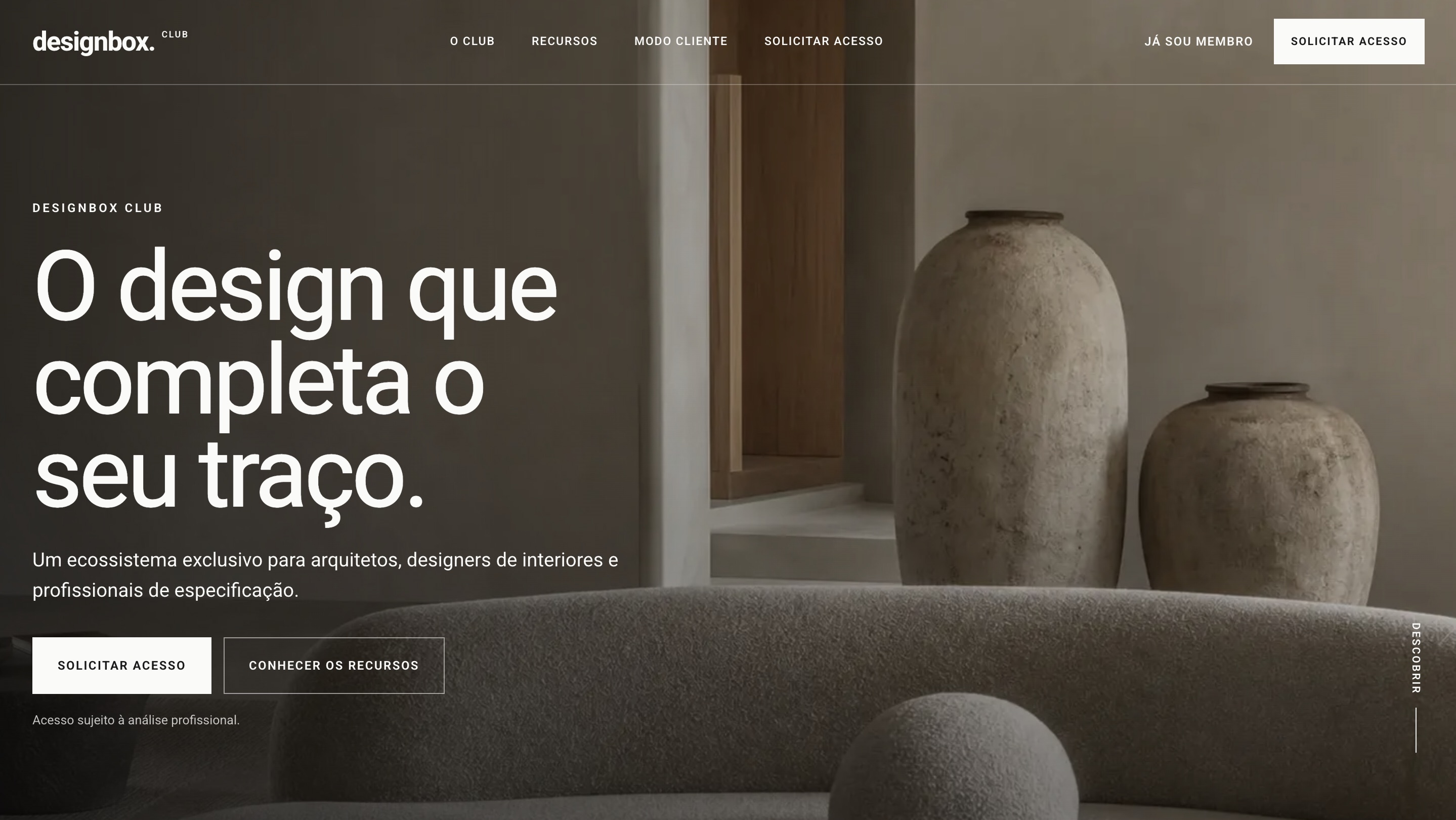 Designbox Club homepage hero over a warm interior photograph