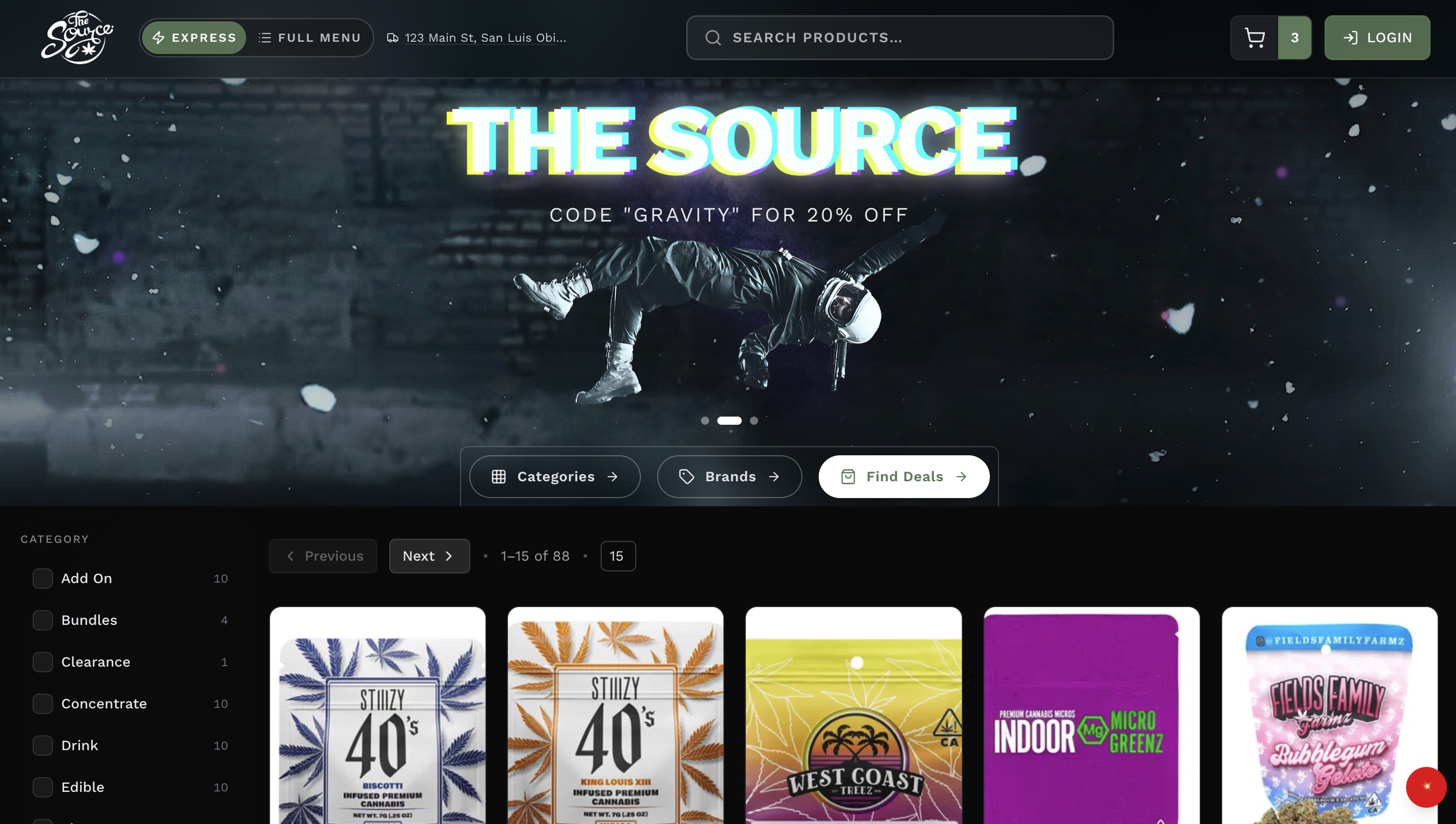 WebJoint Supershop storefront hero with product carousel